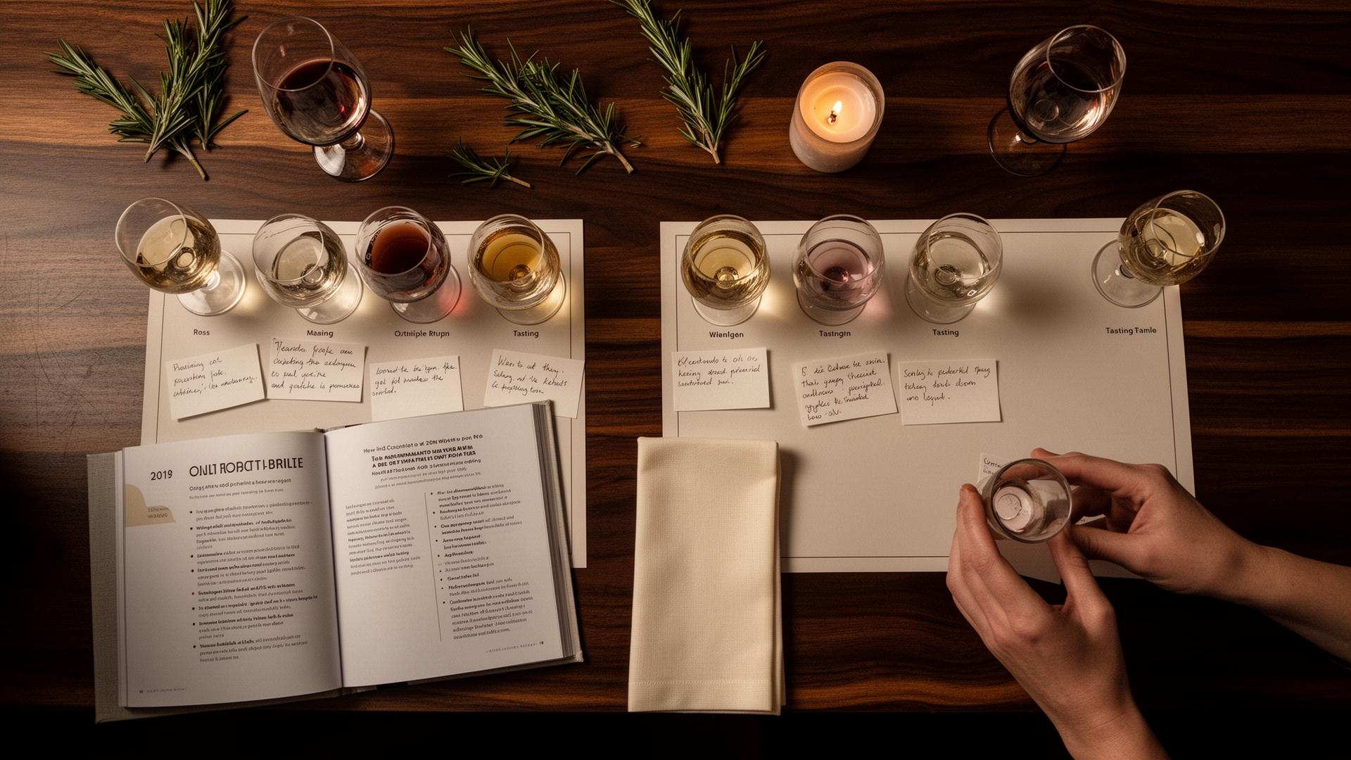 Wine bottles on a tasting table